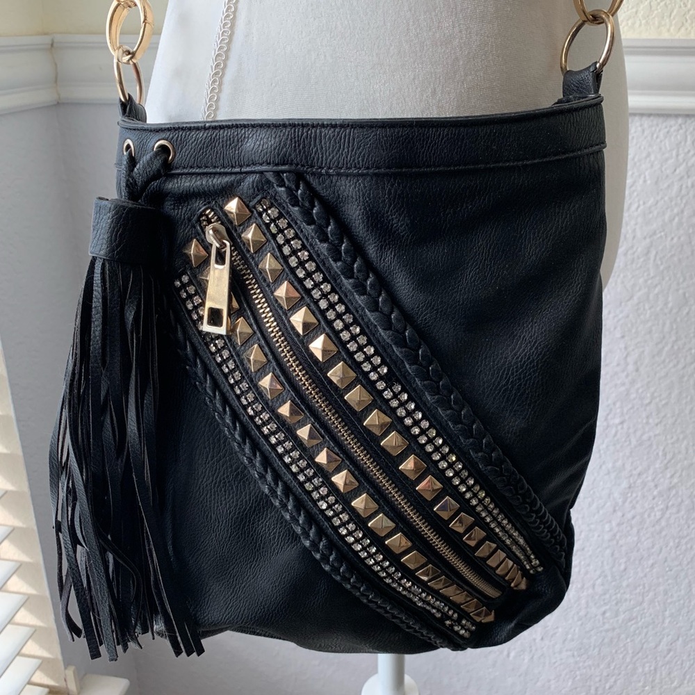 Black Studded Crossbody Purse